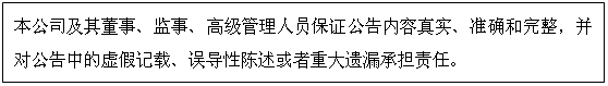 文本框: 本公司及其董事、监事、高级管理人员保证公告内容真实、准确和完整，并对公告中的虚假记载、误导性陈述或者重大遗漏承担责任。